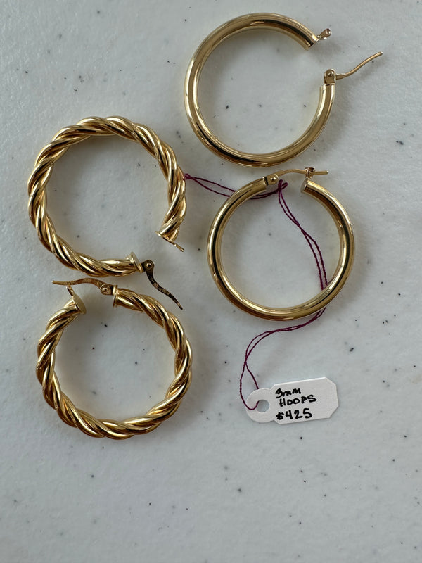 Large Gold Twisted Hoop Earrings
