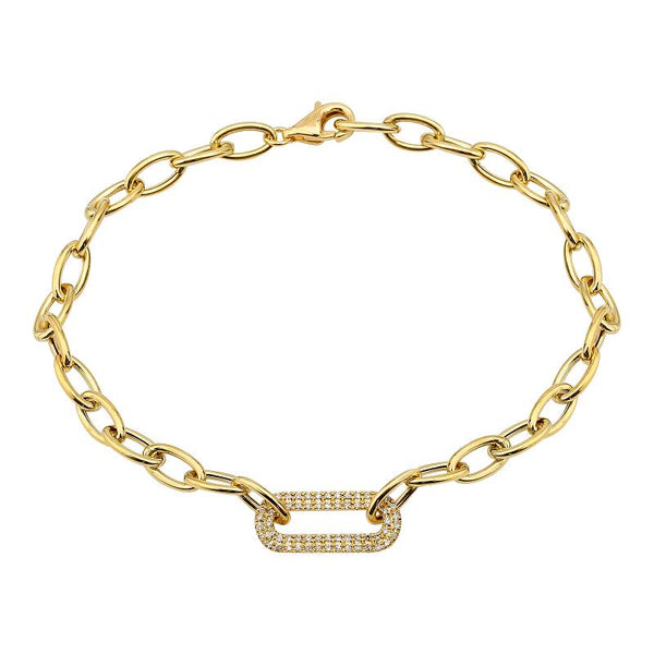 Waitlist: Gold Link Chain with Double Row Diamond Link Bracelet