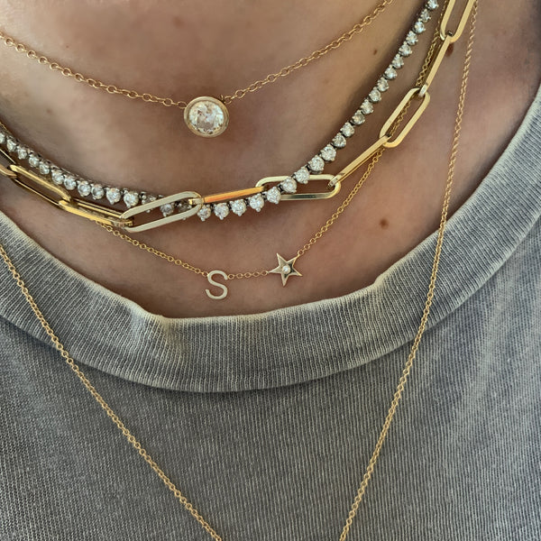 Gold Initial and Star Necklace