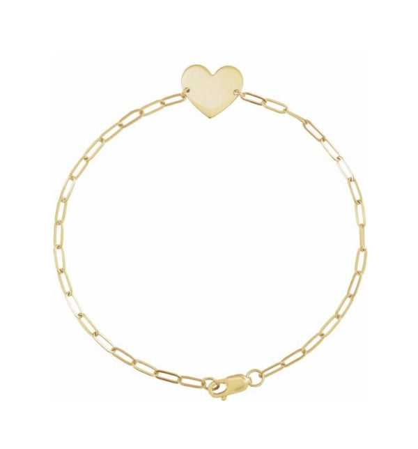 Engraved Heart Paperclip Bracelet