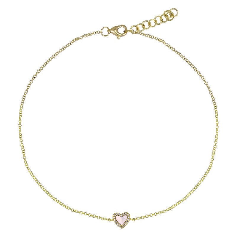 Diamond Halo Gemstone Heart Bracelet