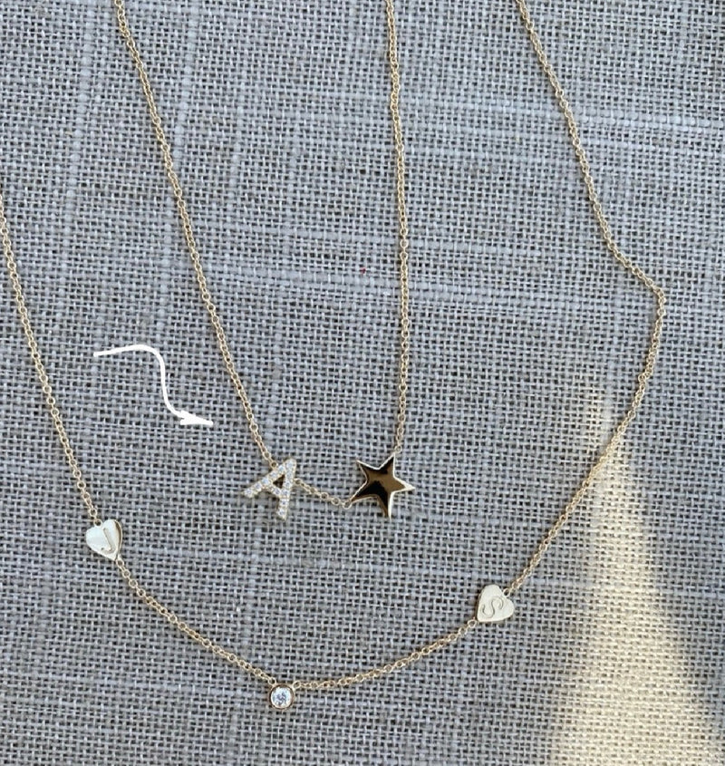 Diamond Initial and Star Necklace