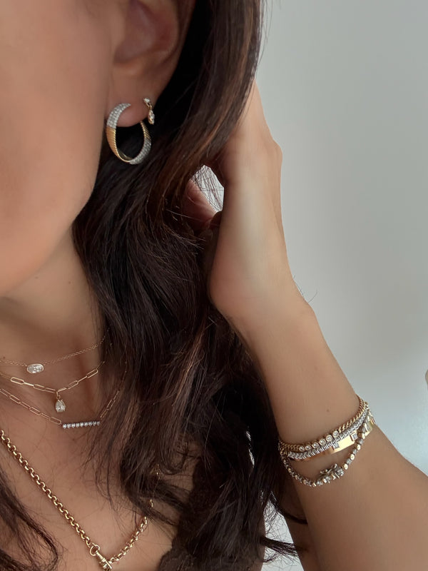The Sage Fluted & Diamond Swirl Earrings