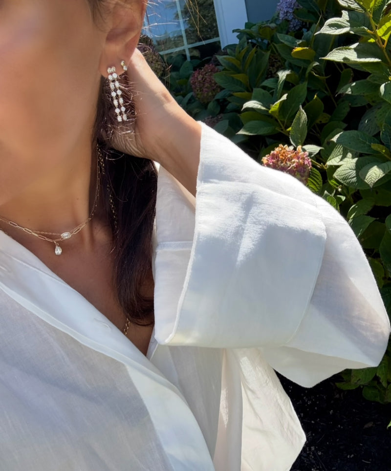 Mixed Shape Lab Diamond Dangle Earrings