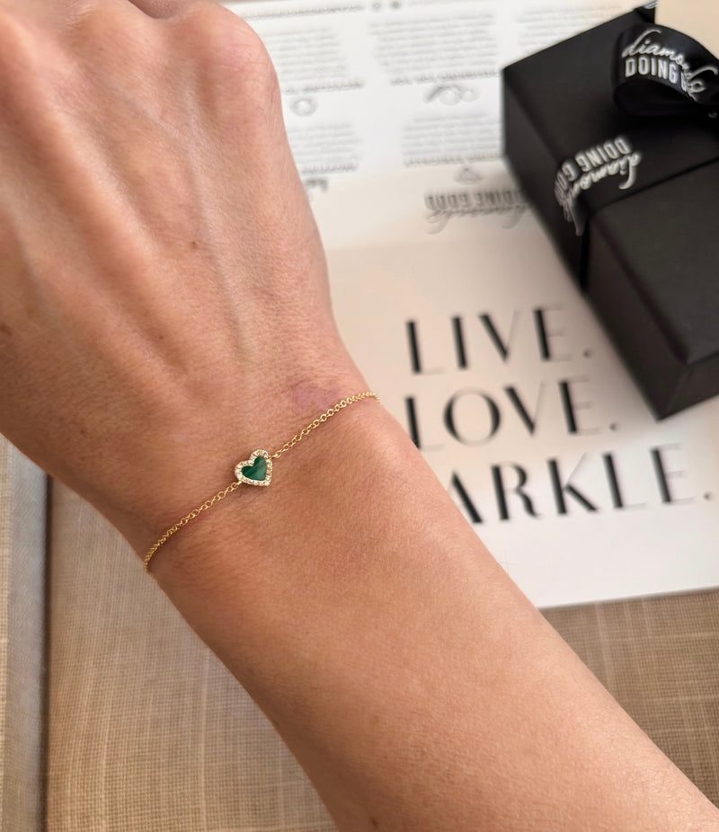 Diamond Halo Gemstone Heart Bracelet