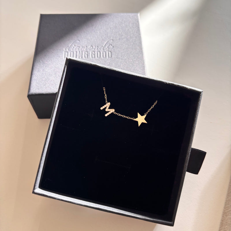 Diamond Initial and Star Necklace