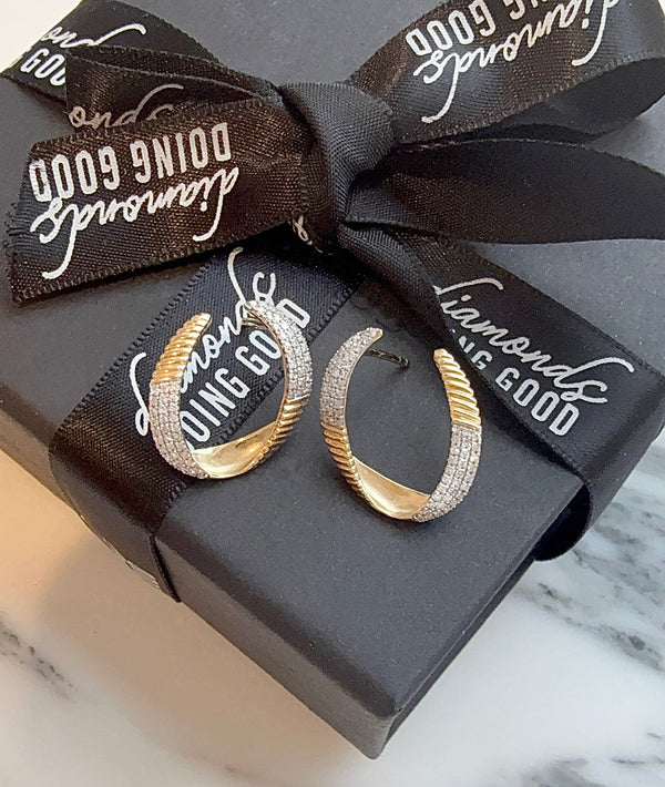 The Sage Fluted & Diamond Swirl Earrings