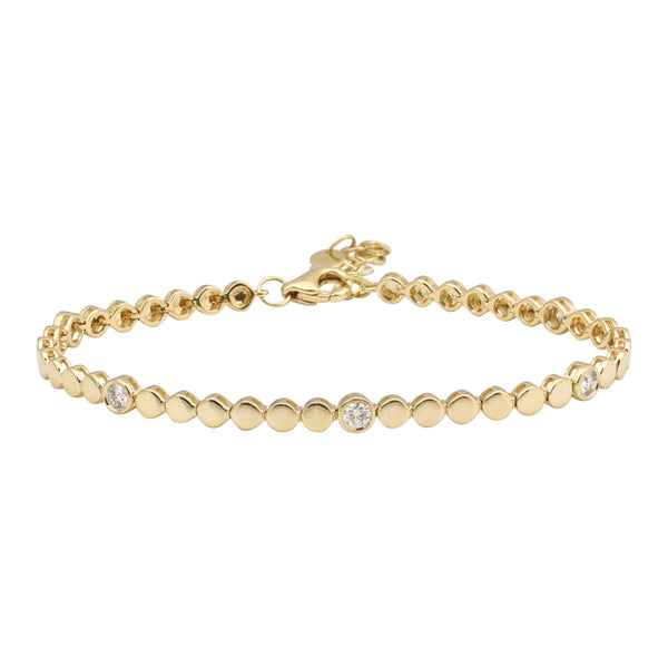 Gold Disc & Diamond Line Bracelet