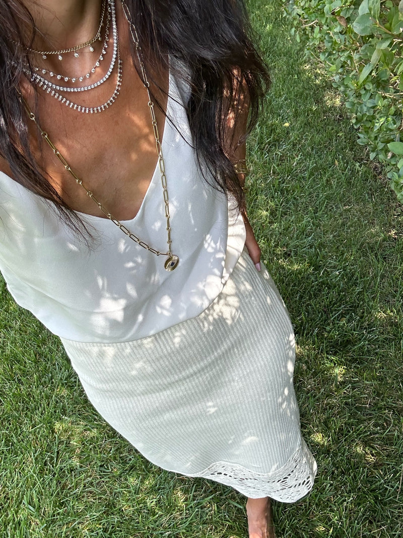 Baguette Diamond Tennis Necklace Section