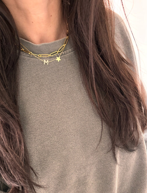 Diamond Initial and Star Necklace