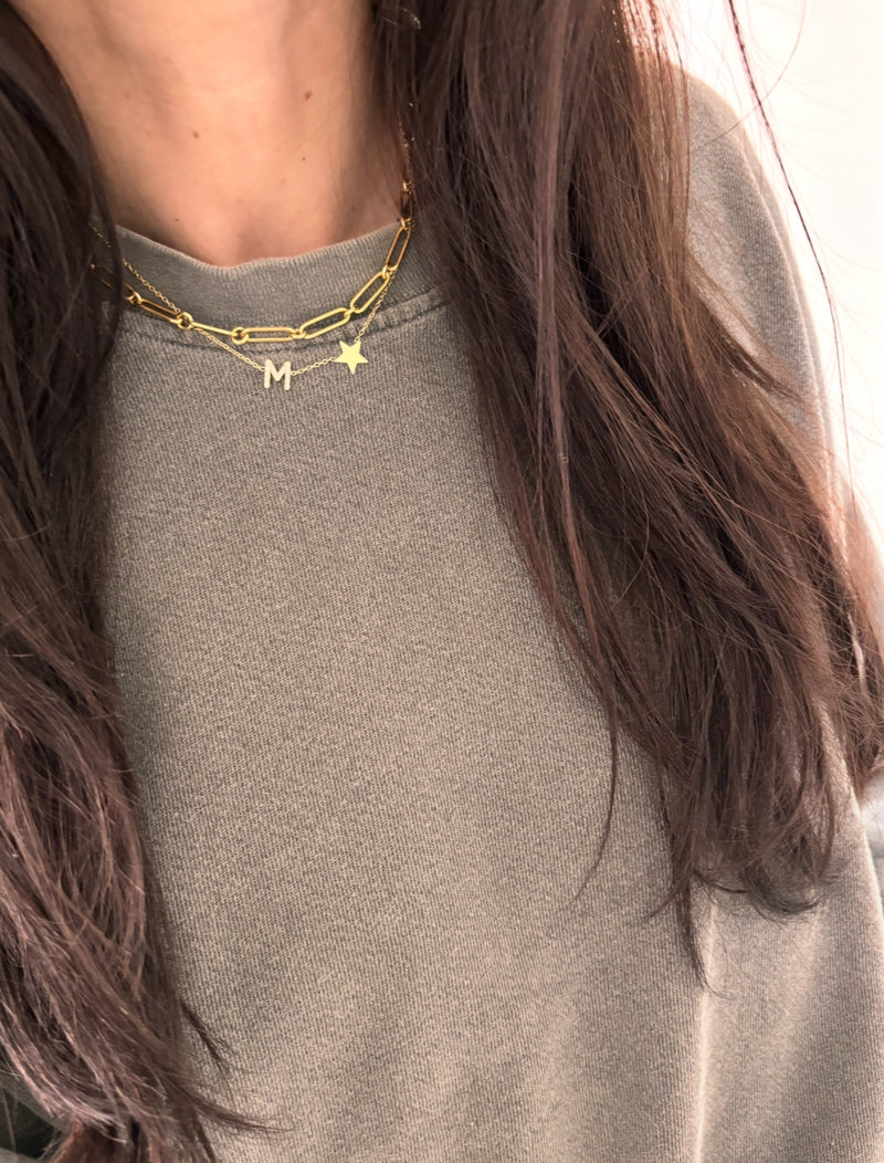 Diamond Initial and Star Necklace