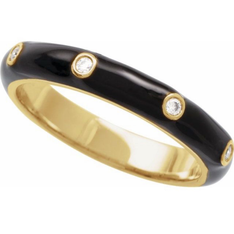 Black Enamel Diamond Band