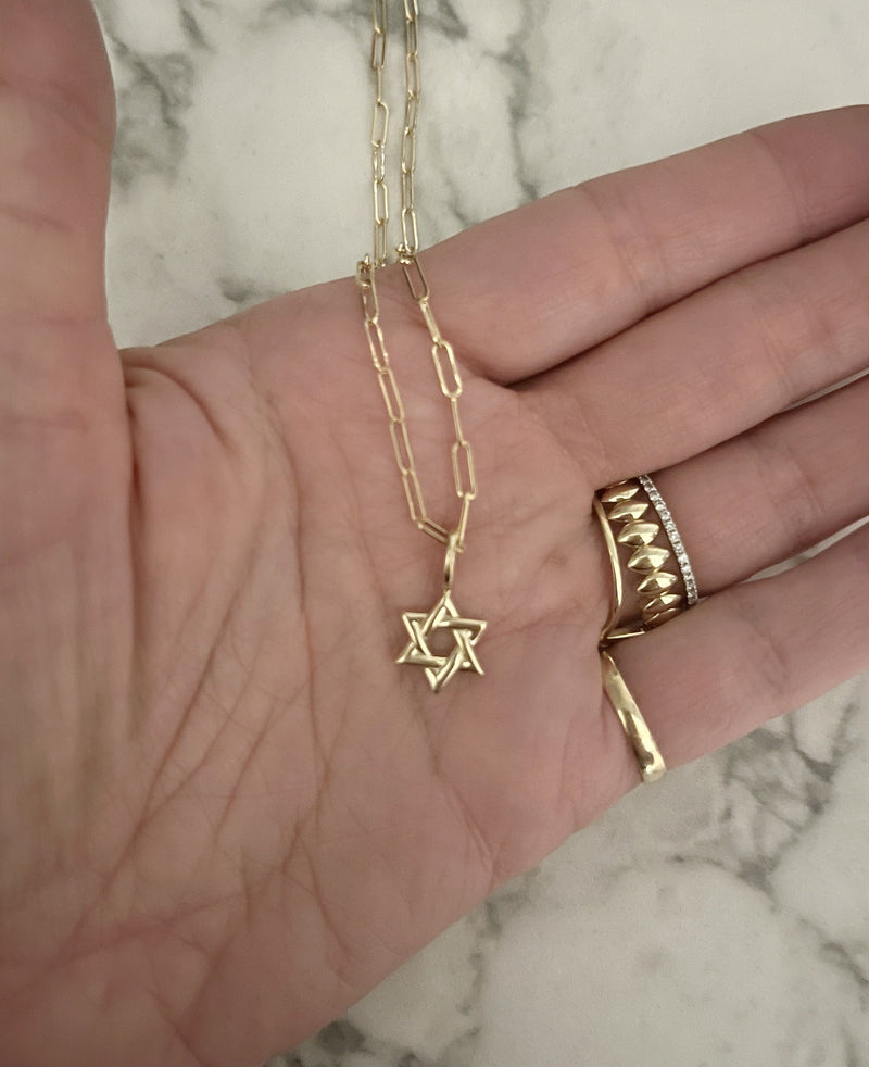 Jewish Star on Mini Paperclip Link Chain