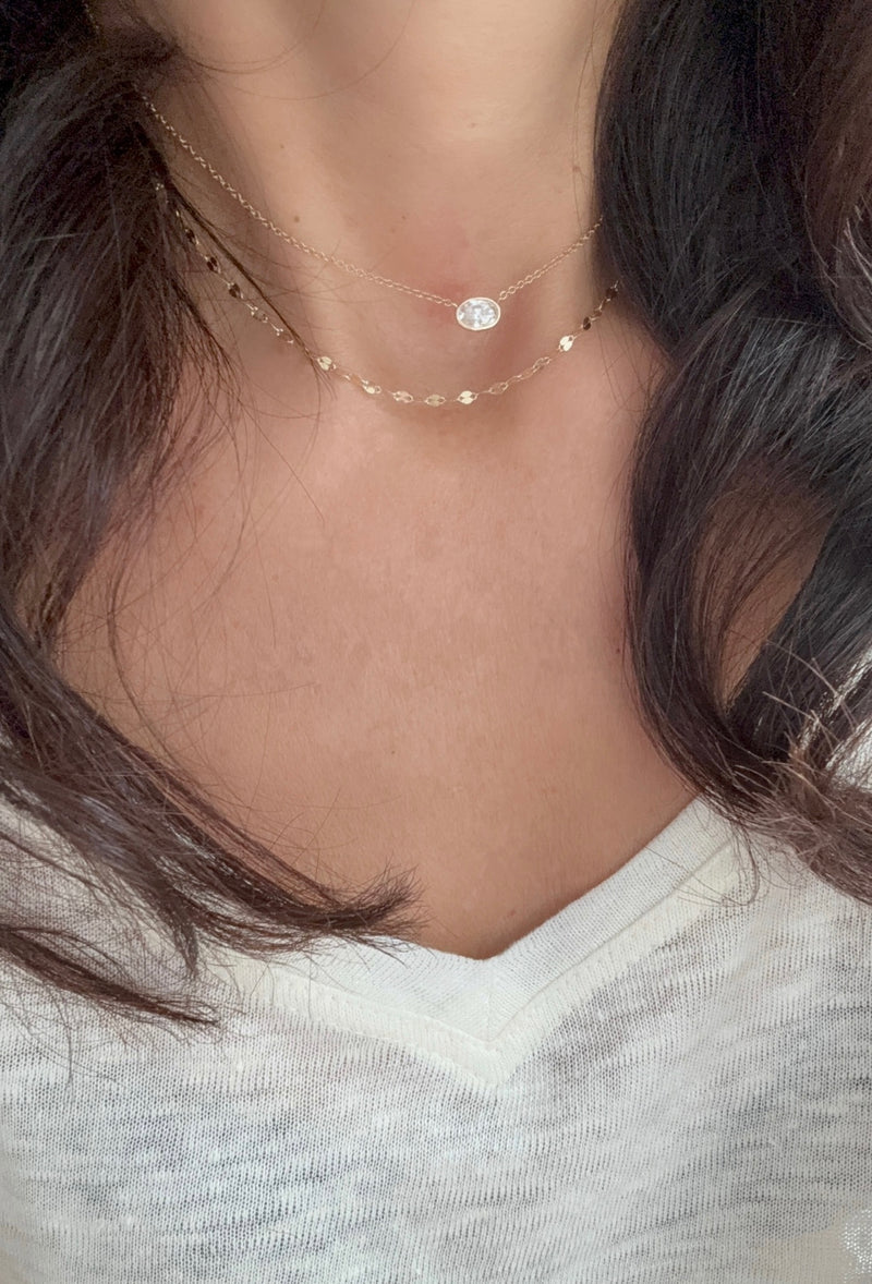 Oval Diamond Solitaire Necklace