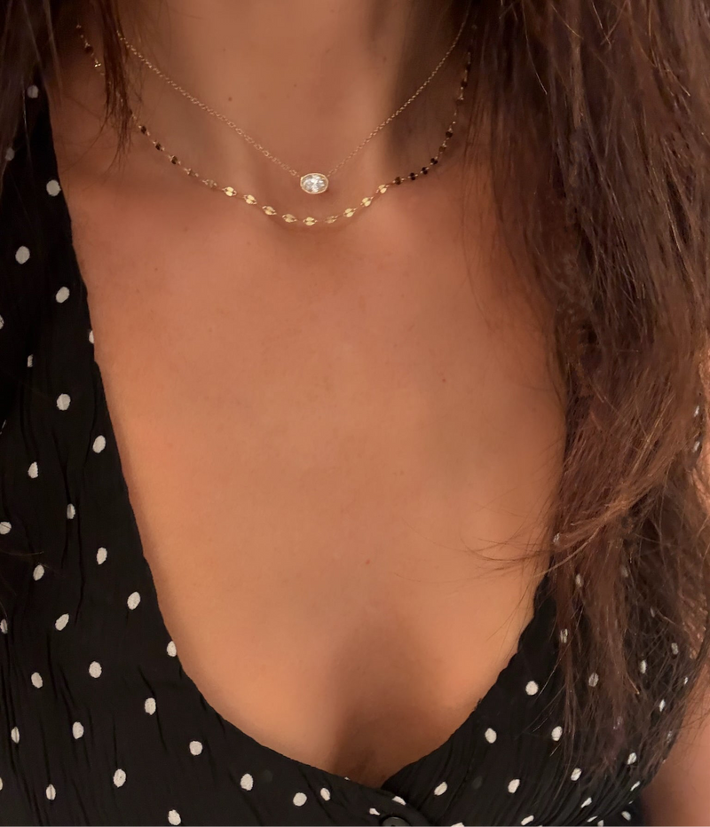 Oval Diamond Solitaire Necklace