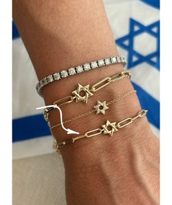 Petite Jewish Star on Paperclip Bracelet