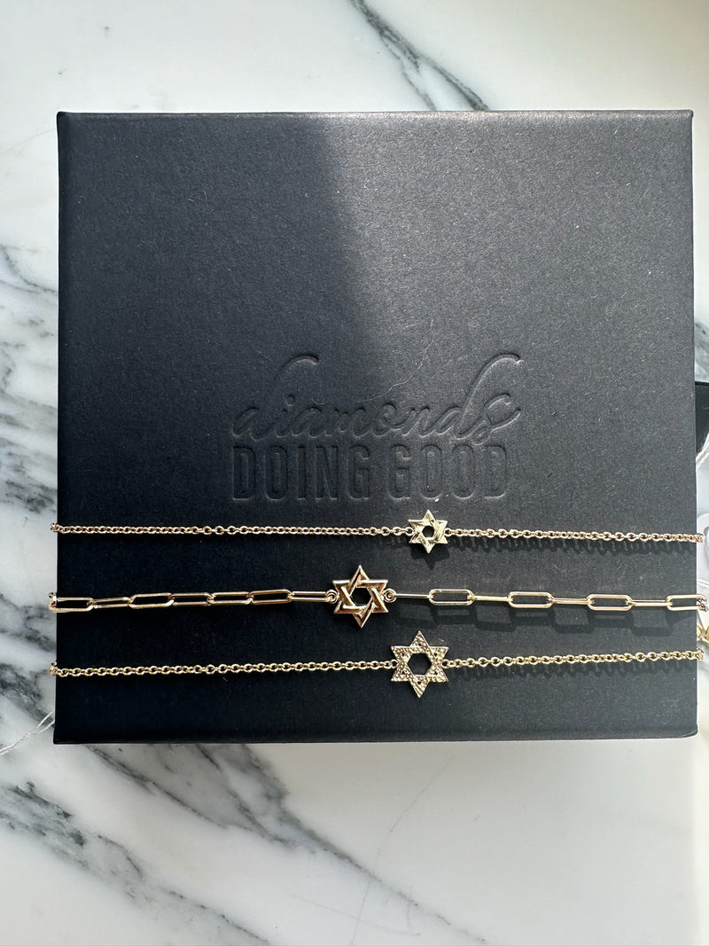 Petite Jewish Star on Mini Link Bracelet