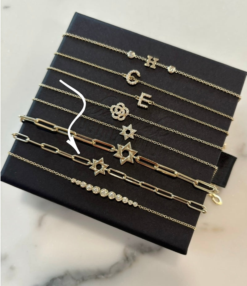 Petite Jewish Star on Paperclip Bracelet