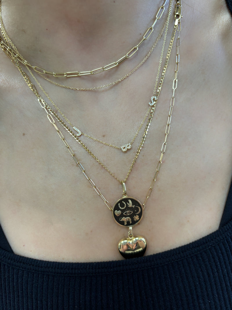 Multi Diamond Edge Initial Necklace
