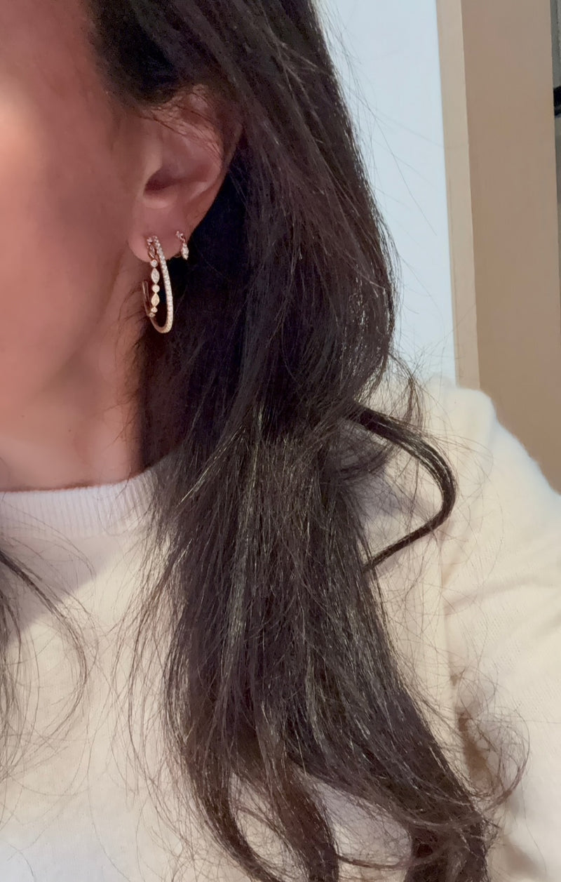 Mixed Shape Double Hoop Lab Diamond Earrings