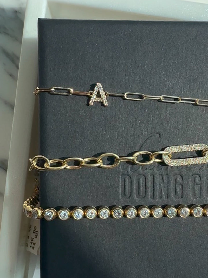 Diamond Initial on Mini Link bracelet