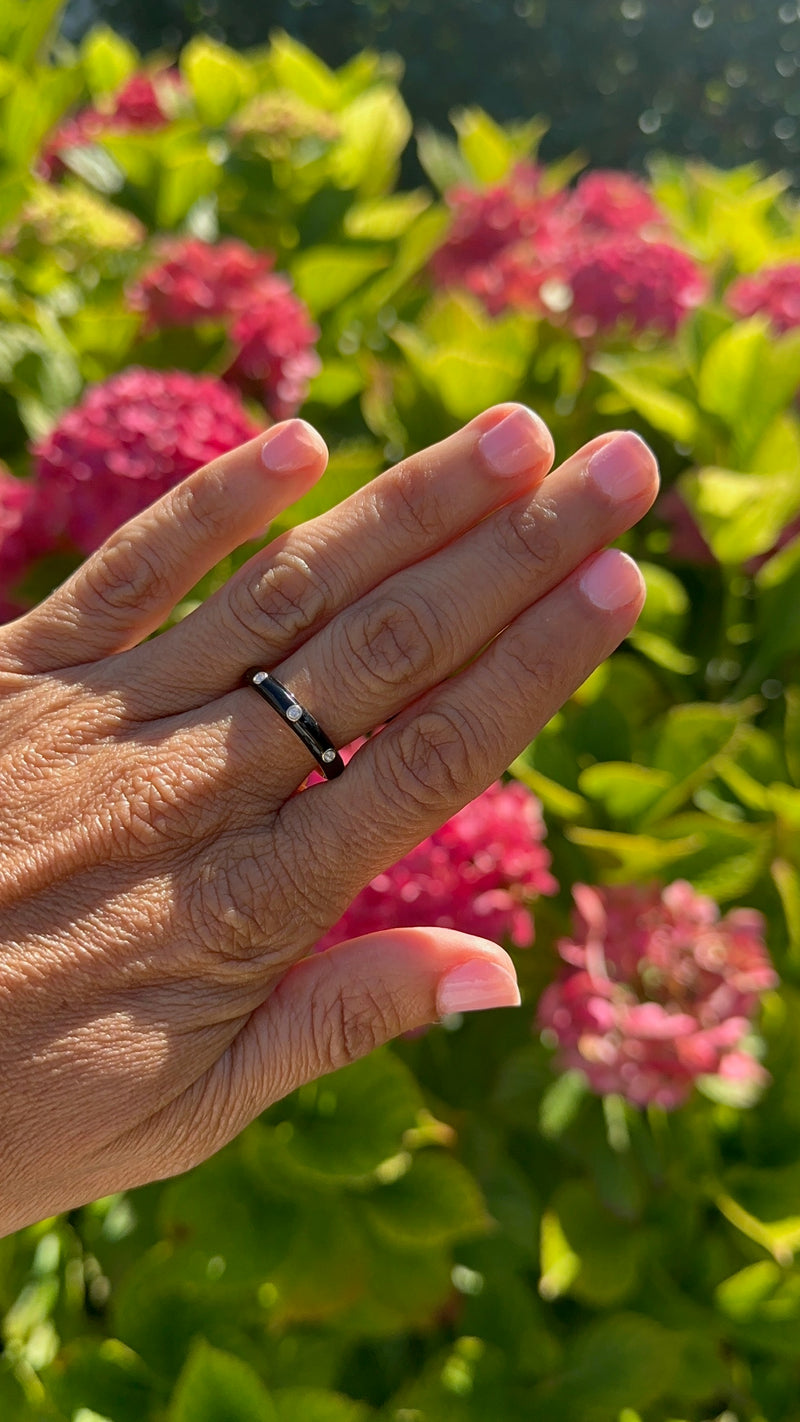 Black Enamel Diamond Band