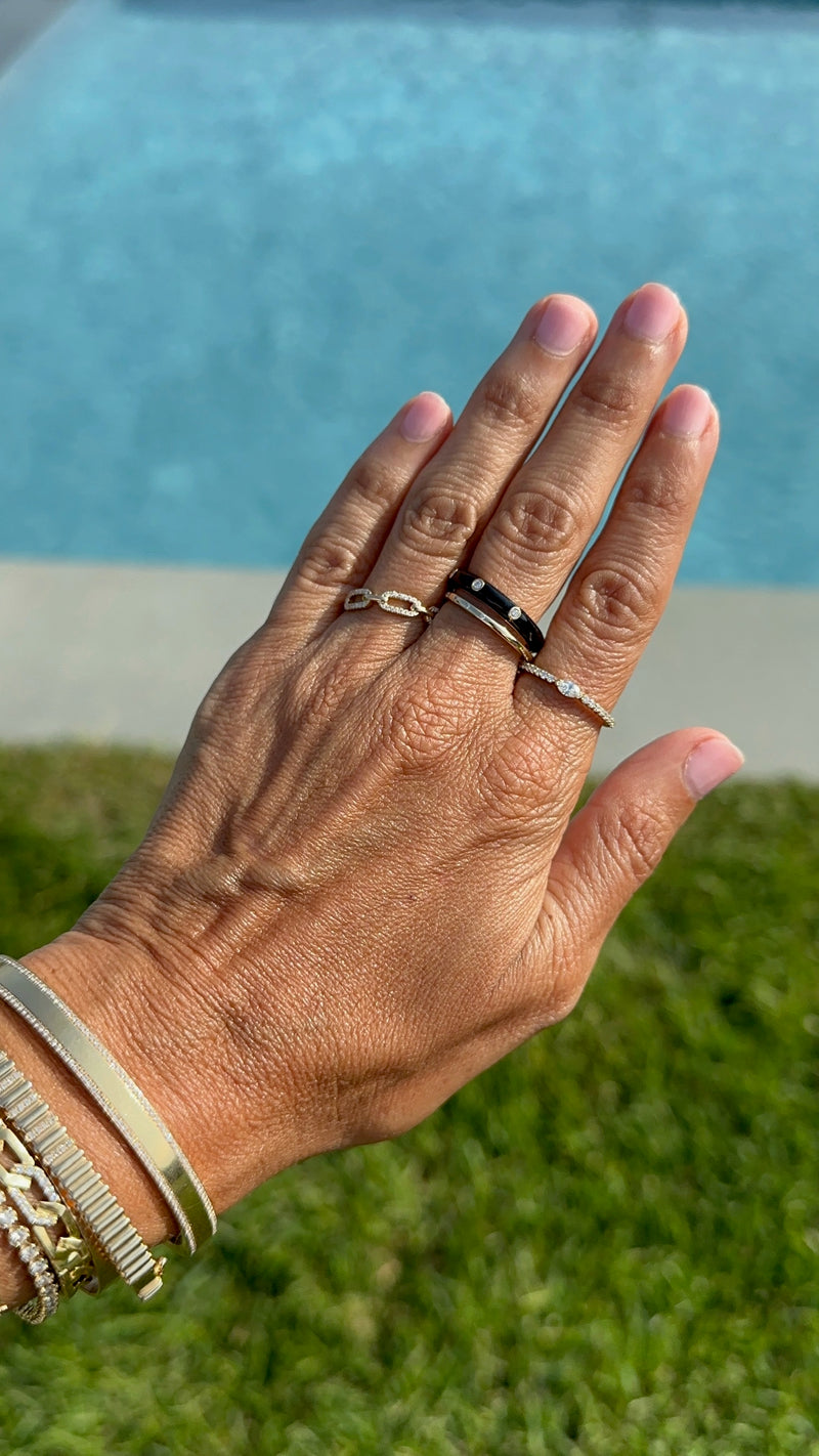 Black Enamel Diamond Band