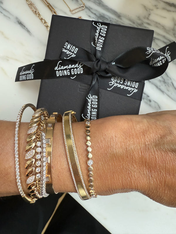Gold Disc & Diamond Line Bracelet