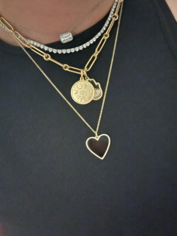 Diamond Edge Onyx Heart Necklace