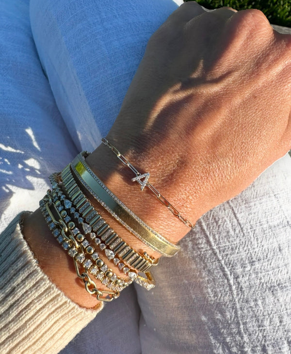 Diamond Initial on Mini Link bracelet