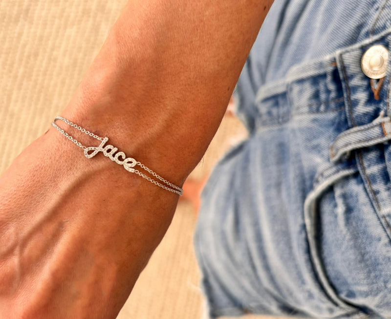 Diamond Script Name Bracelet