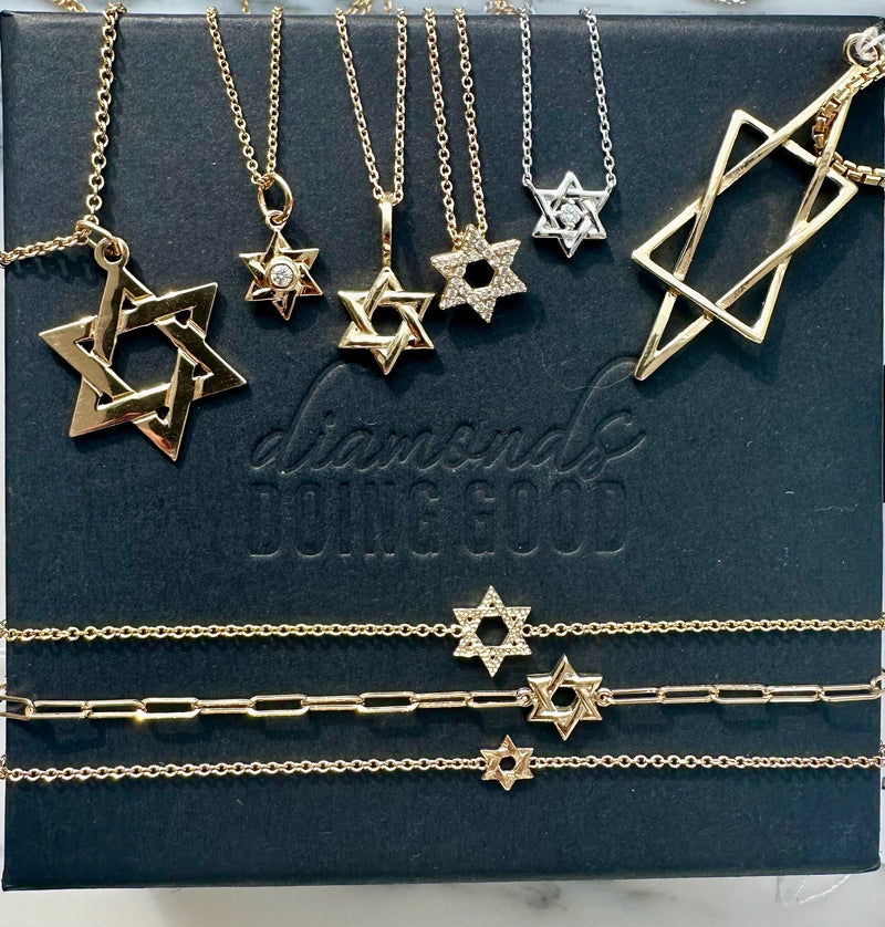 White Gold Sarah Jewish Star Necklace