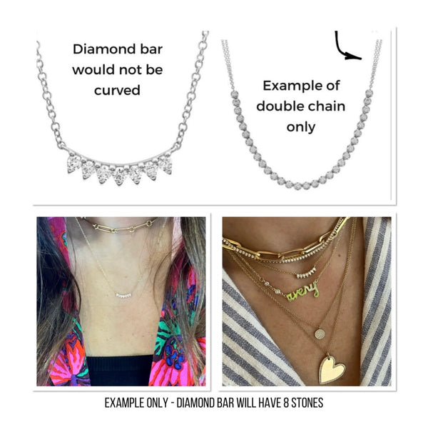 8 Stone Diamond Bar Double Chain Necklace