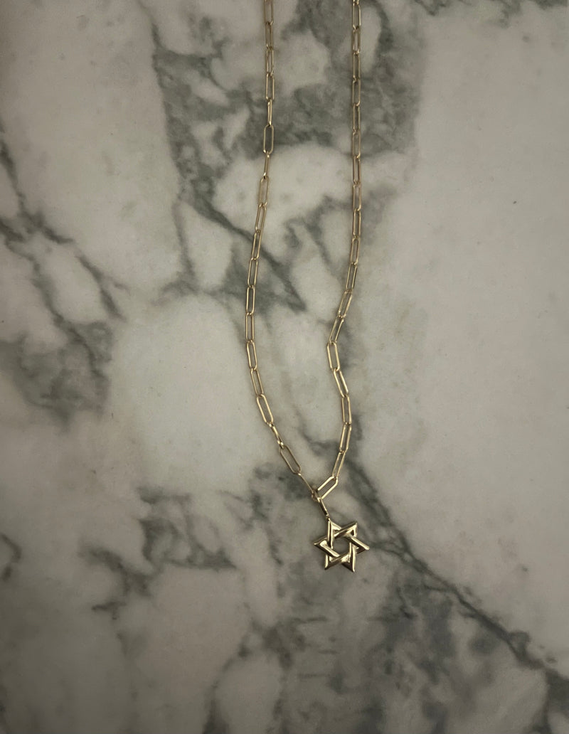 Jewish Star on Mini Paperclip Link Chain