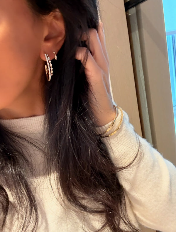 Mixed Shape Double Hoop Lab Diamond Earrings