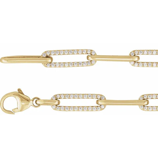 1ct Diamond Alternating Link Paperclip Bracelet