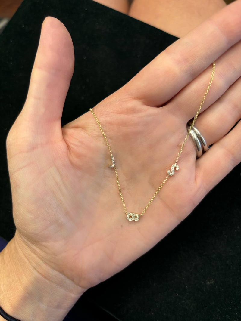 Multi Diamond Edge Initial Necklace