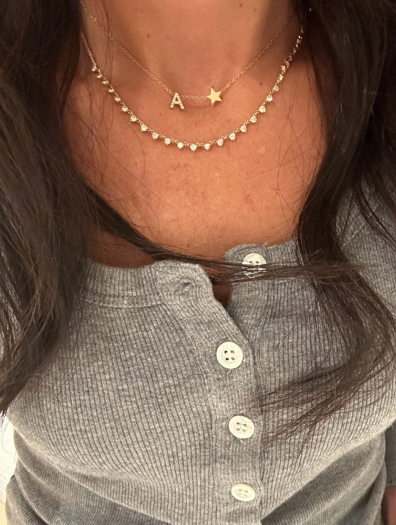 Diamond Initial and Star Necklace