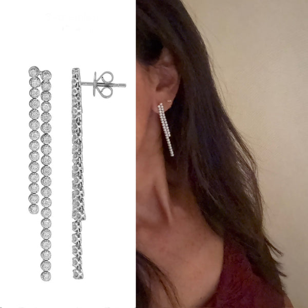 Double Row Diamond Waterfall Earrings