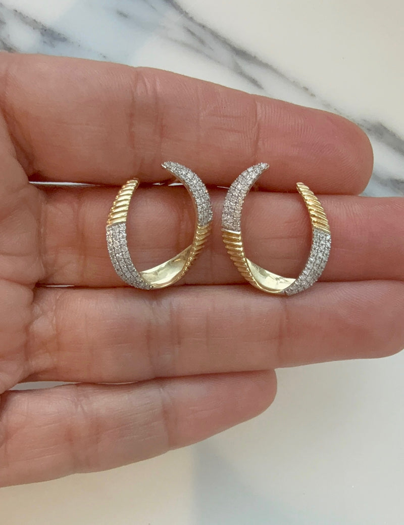 The Sage Fluted & Diamond Swirl Earrings