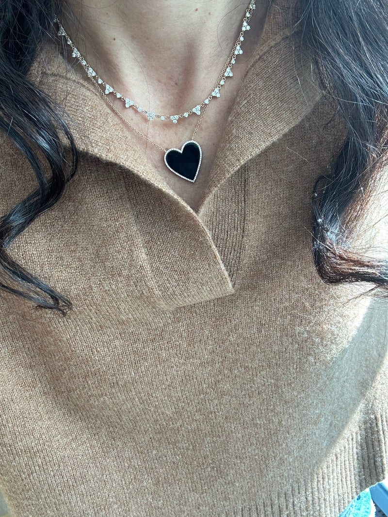 Diamond Edge Onyx Heart Necklace