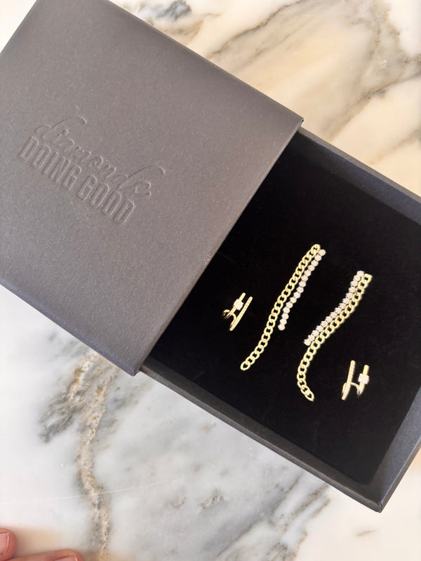 The Cara Diamond & Cuban Chain Earrings