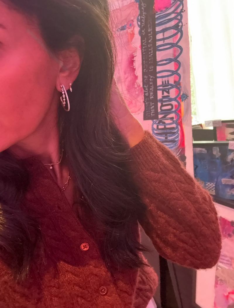 Mixed Shape Double Hoop Lab Diamond Earrings