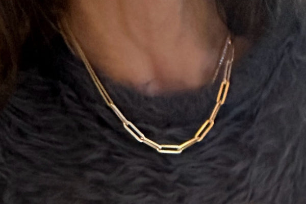 Gold Link + Chain Paperclip Necklace