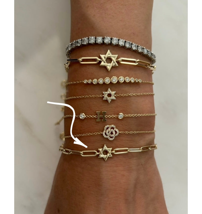 Petite Jewish Star on Paperclip Bracelet