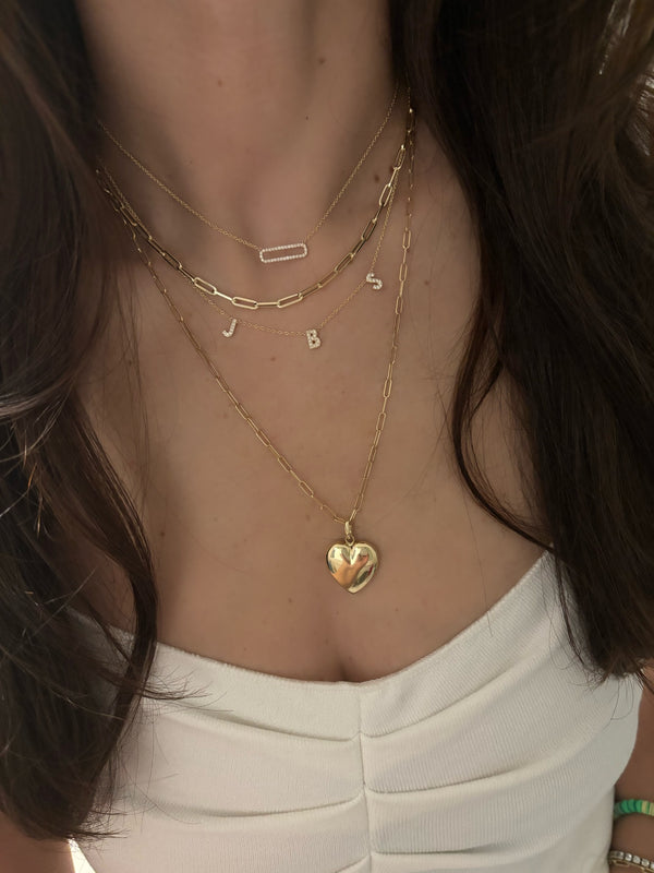 Multi Diamond Edge Initial Necklace