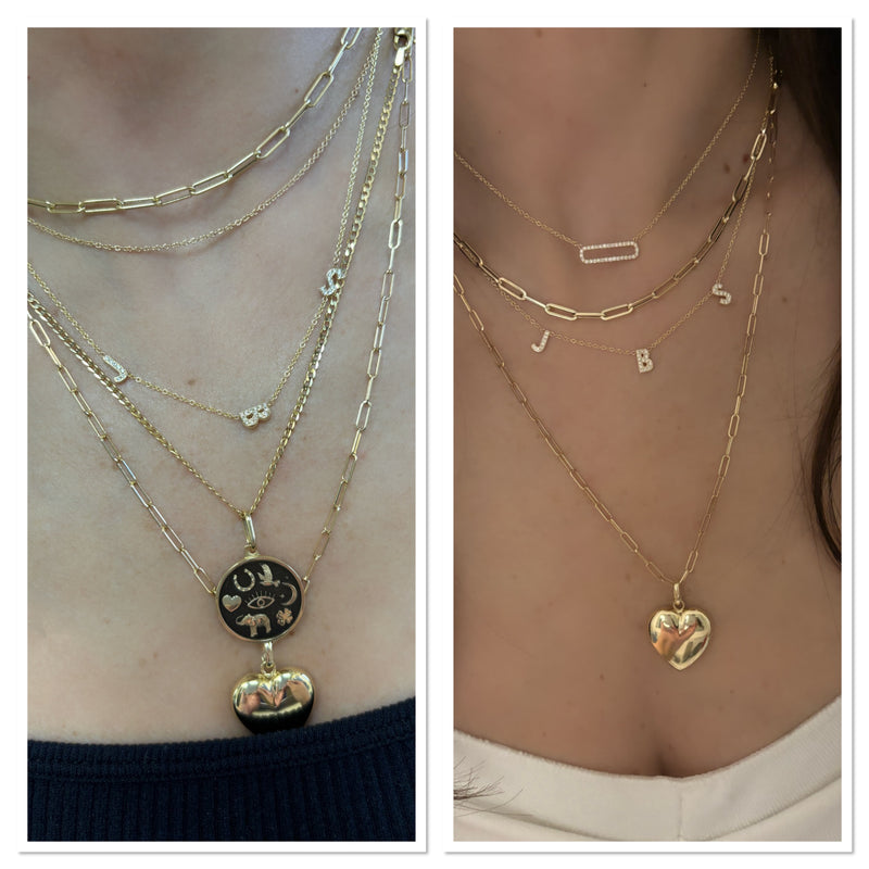 Multi Diamond Edge Initial Necklace