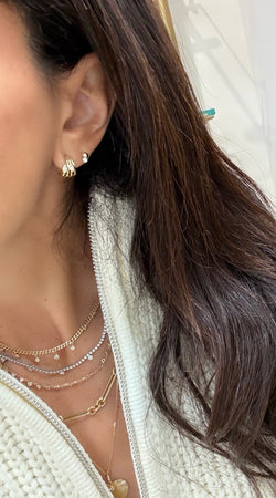 Multi Line Diamond Pear Cage Earrings
