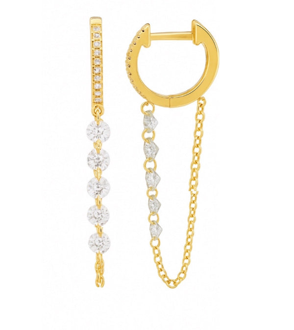 Diamond Hoop Invisibly Set 5 Diamond Dangle