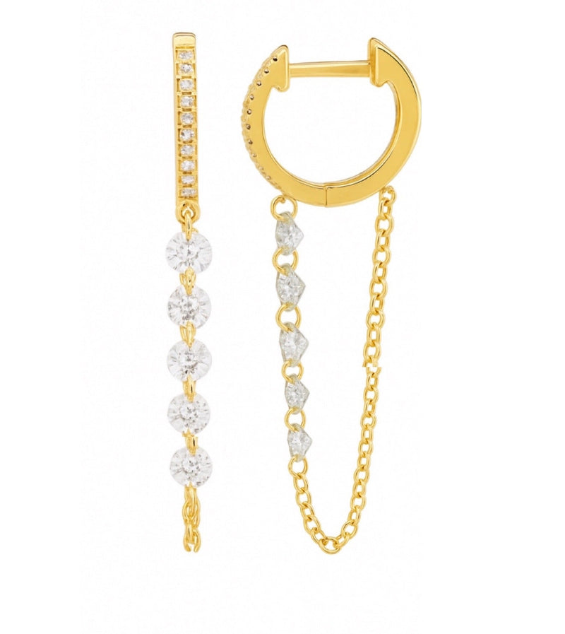 Diamond Hoop Invisibly Set 5 Diamond Dangle